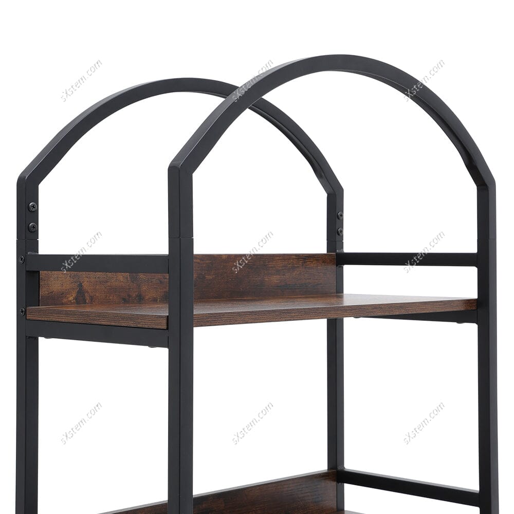 5-Tier Arched Wooden Bookcase Storage Shelf