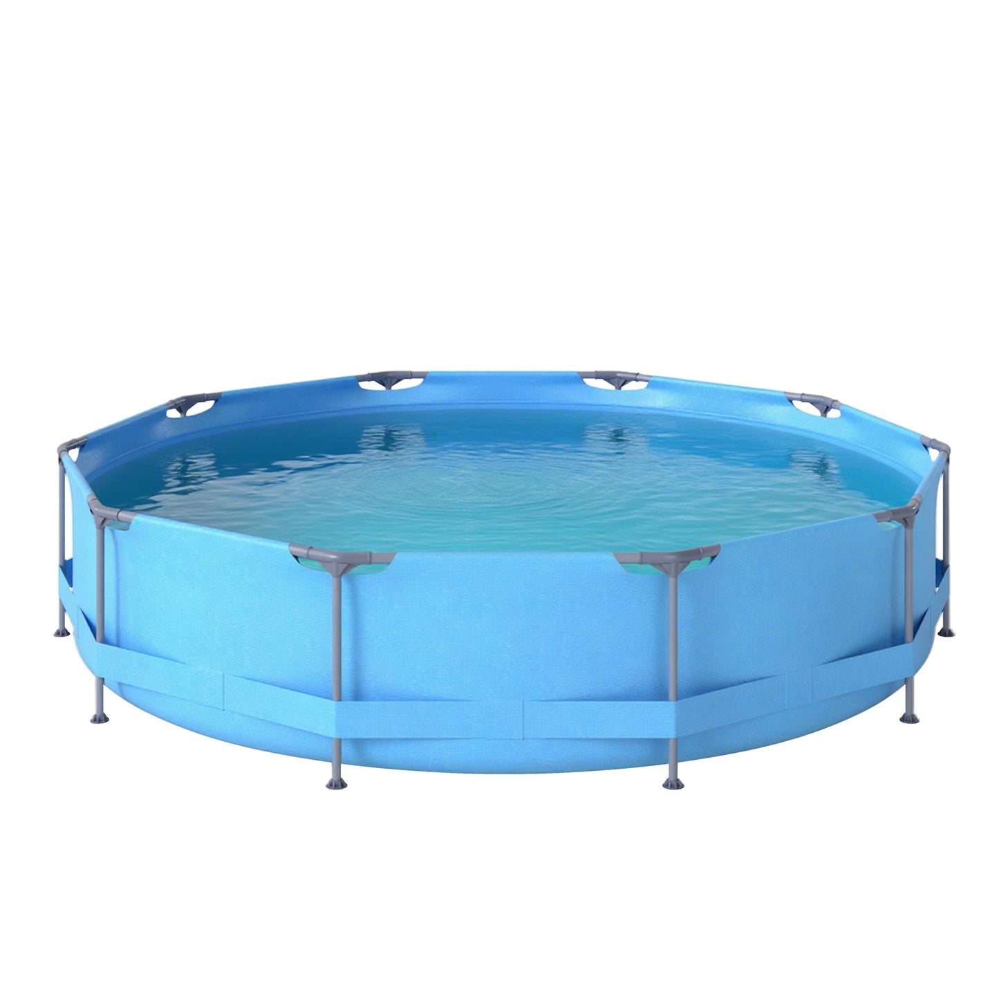 12 Feet Round Outdoor Framed Pool Set with Filter Pump