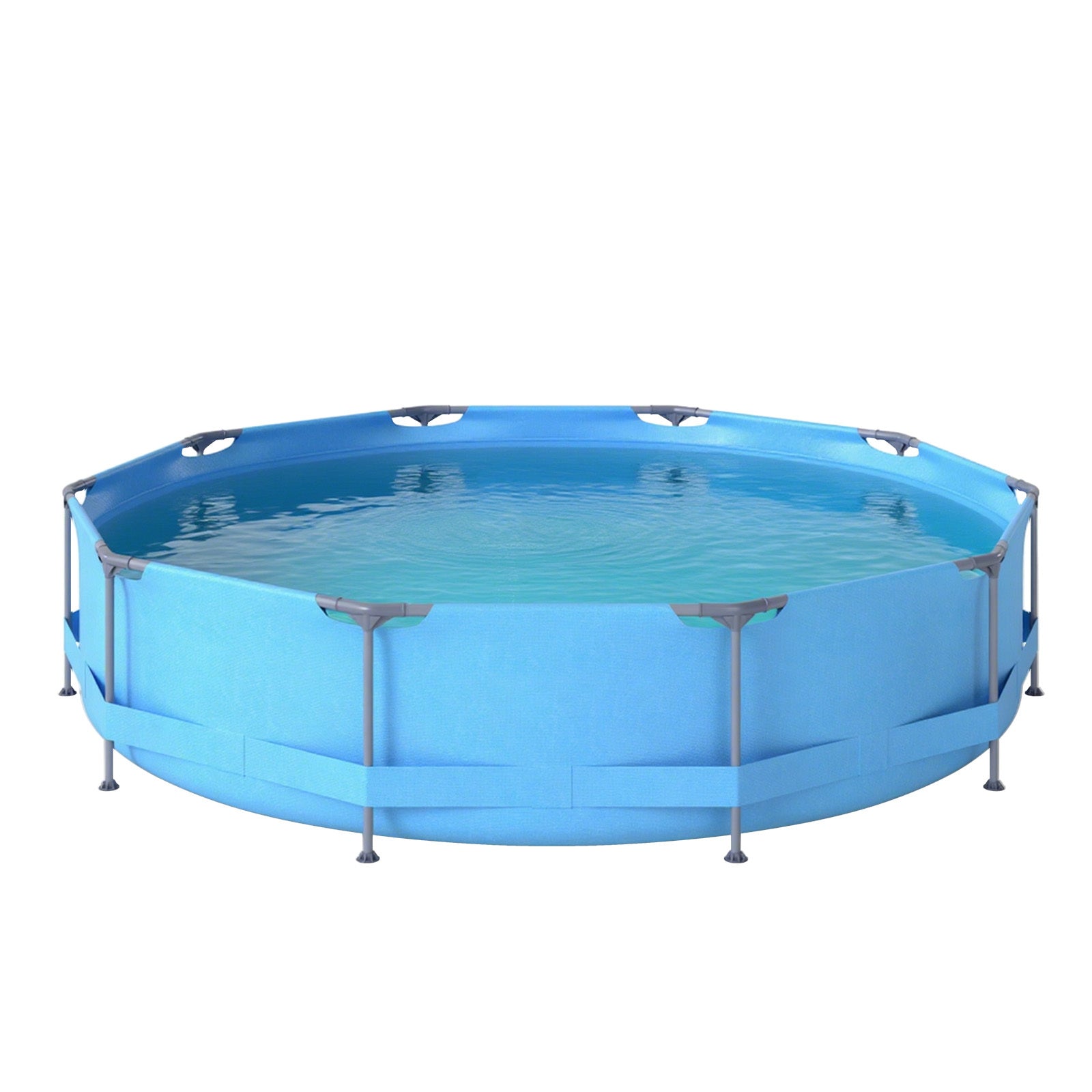 12 Feet Round Outdoor Framed Pool Set with Filter Pump
