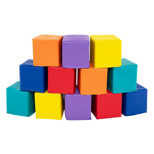 12 PCS Foam Building Blocks 5.5" x 5.5" Colorful Climbing Foam Soft Cubes for Kids-Colorful