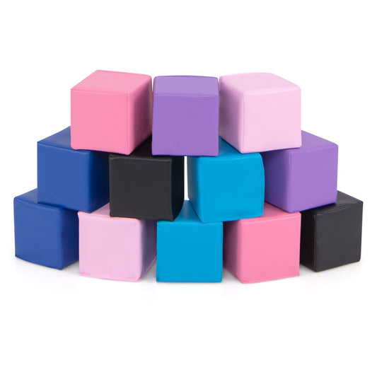 12 PCS Foam Building Blocks 5.5" x 5.5" Colorful Climbing Foam Soft Cubes for Kids-Multicolor