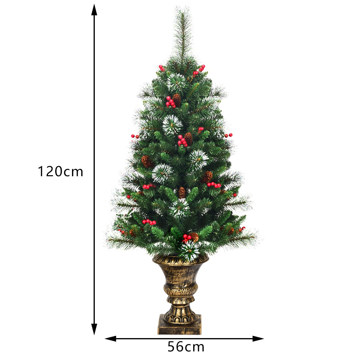 120 CM Artificial Christmas Tree Set of 2 with Decorative Pot
