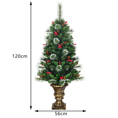 120 CM Artificial Christmas Tree Set of 2 with Decorative Pot
