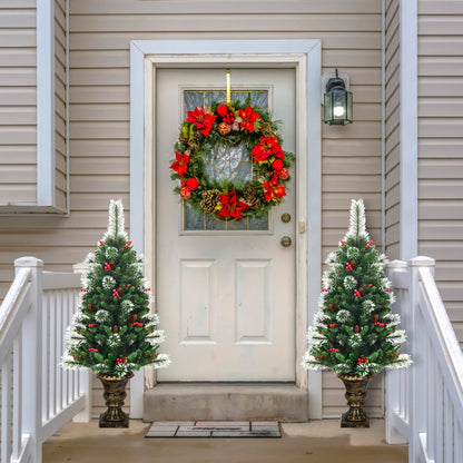 120 CM Artificial Christmas Tree Set of 2 with Decorative Pot