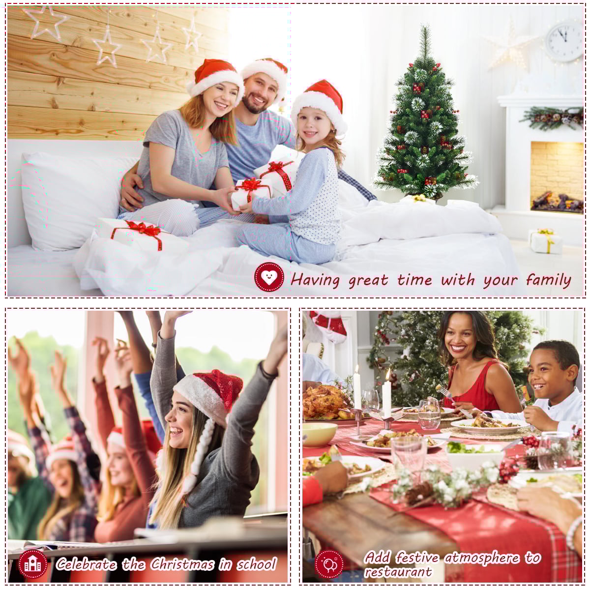 120 CM Artificial Christmas Tree Set of 2 with Decorative Pot