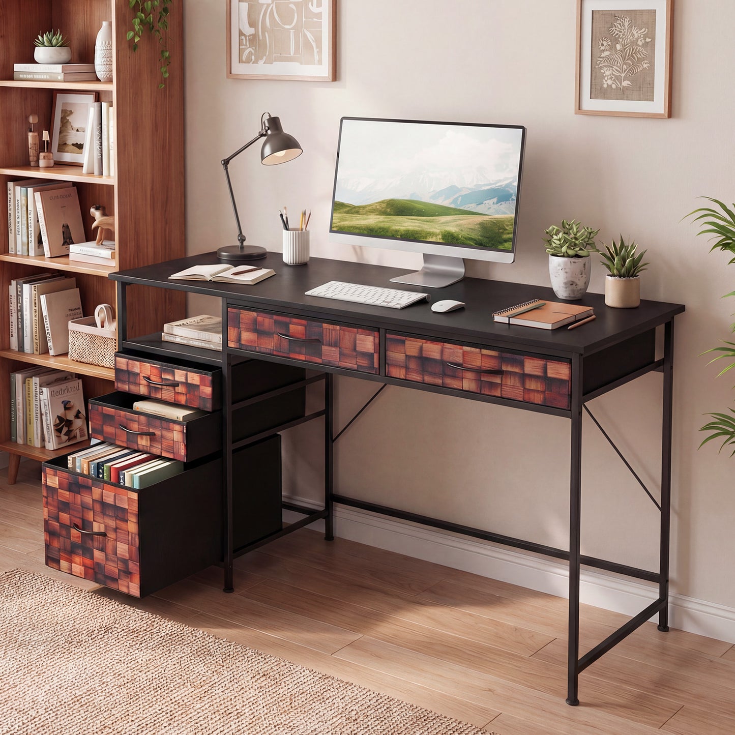 120 CM Computer Desk Home Office Desk with Metal Frame-Coffee