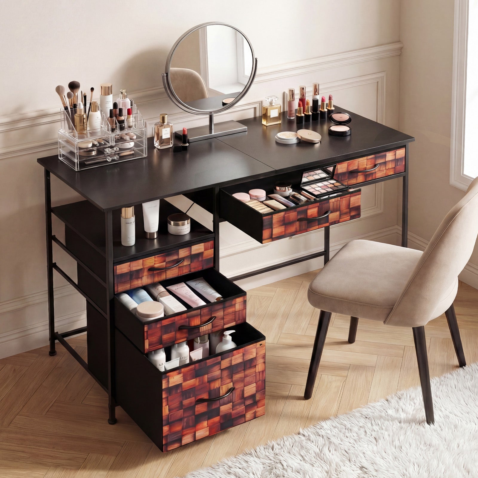 120 CM Computer Desk Home Office Desk with Metal Frame-Coffee