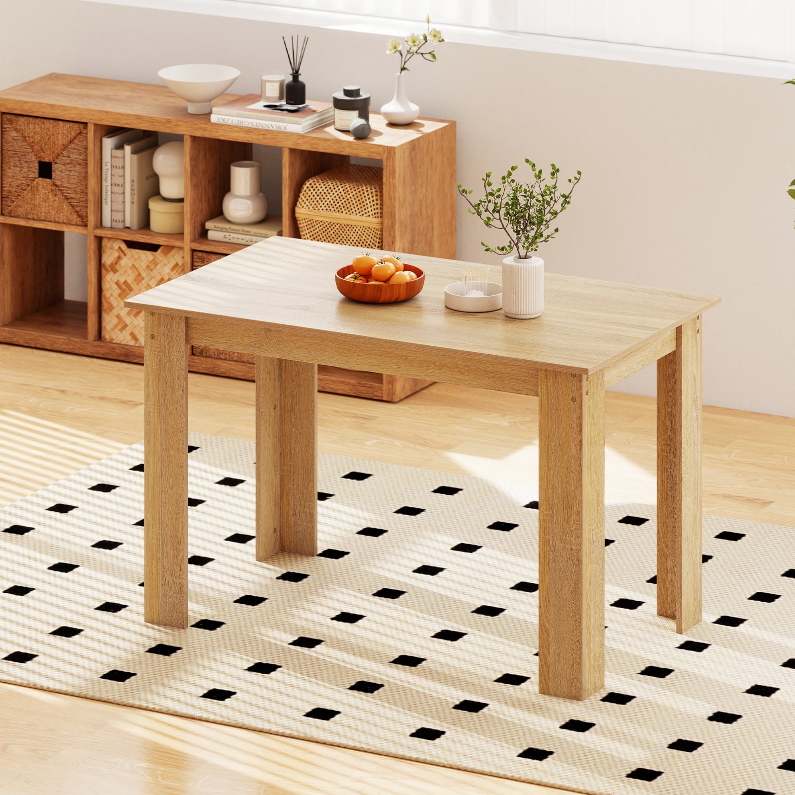 120 CM Dining Table for 4-6 People Wooden Rectangular Table Long Dinner Table-Natural