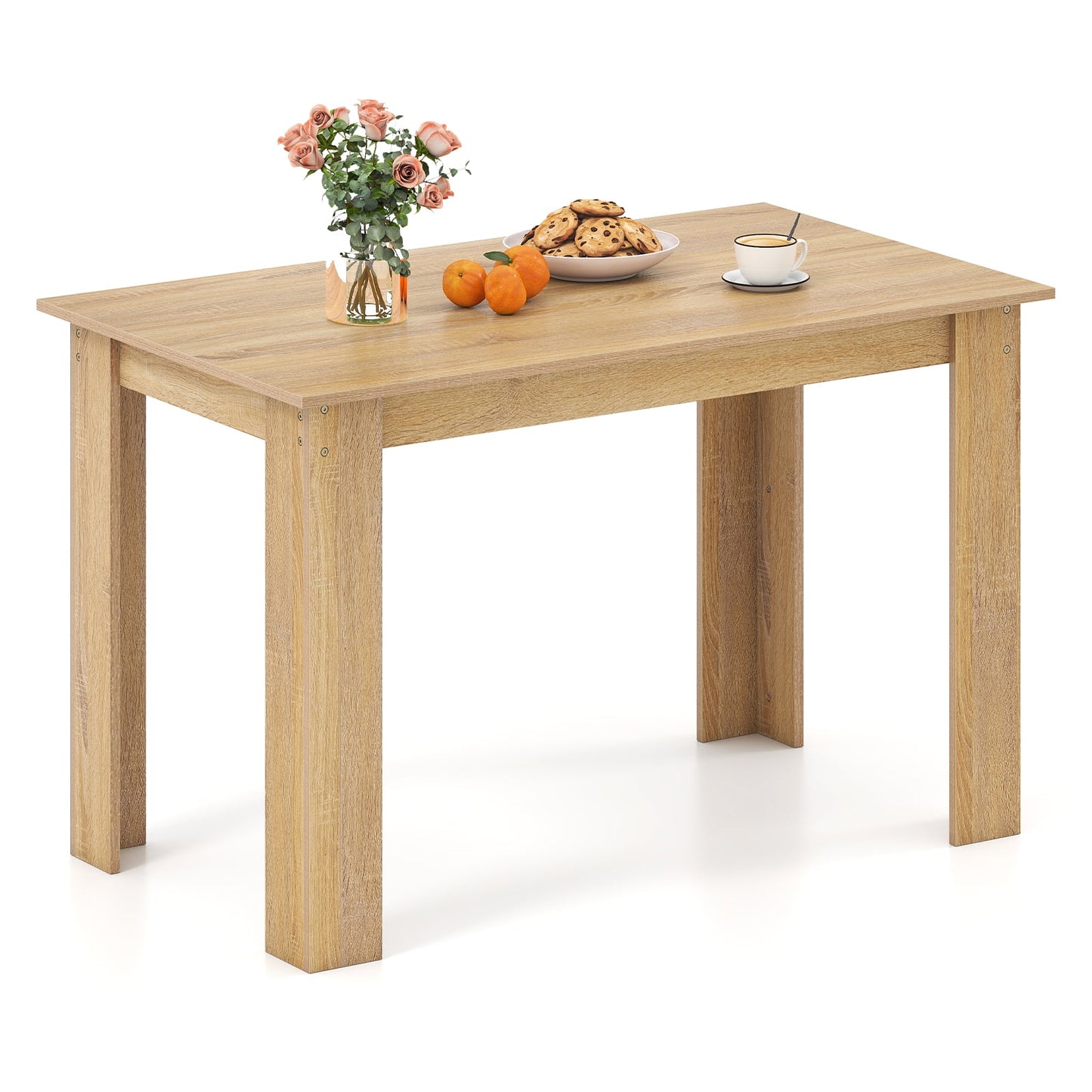 120 CM Dining Table for 4-6 People Wooden Rectangular Table Long Dinner Table-Natural