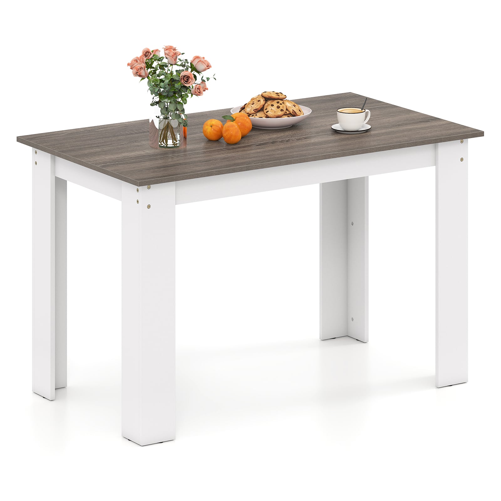 120 CM Dining Table for 4-6 People Wooden Rectangular Table Long Dinner Table-White