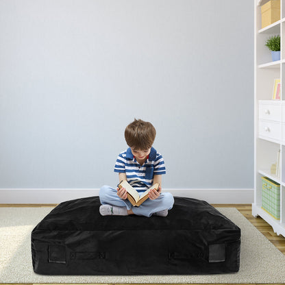 120 x 90 cm Crash Pad with Foam Blocks and Washable Velvet Cover for Play-Black