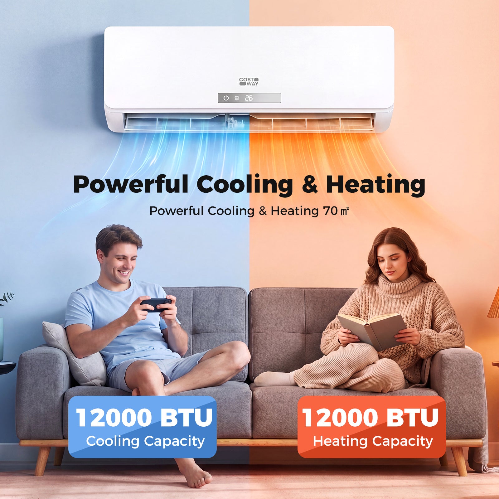 12000 BTU Mini Split Air Conditioner & Heater A++ Energy Efficient Inverter Split AC