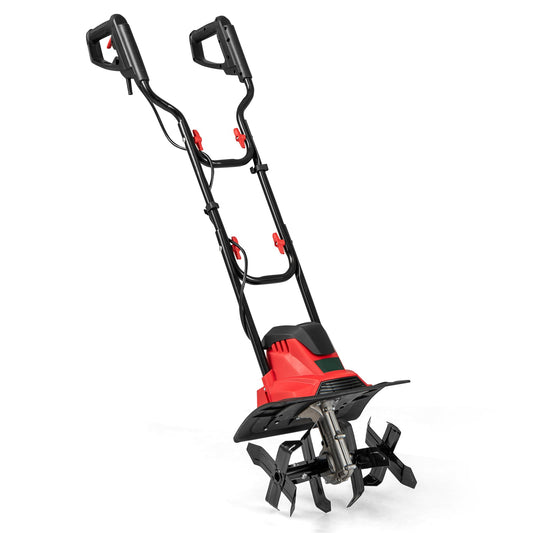 1200W Powerful Foldable Garden Rototiller for Lawn Soil Digging-Red