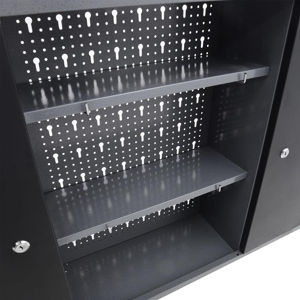 Wall Mounted Lockable Pegboard Tool Cabinet with A Lockable Door