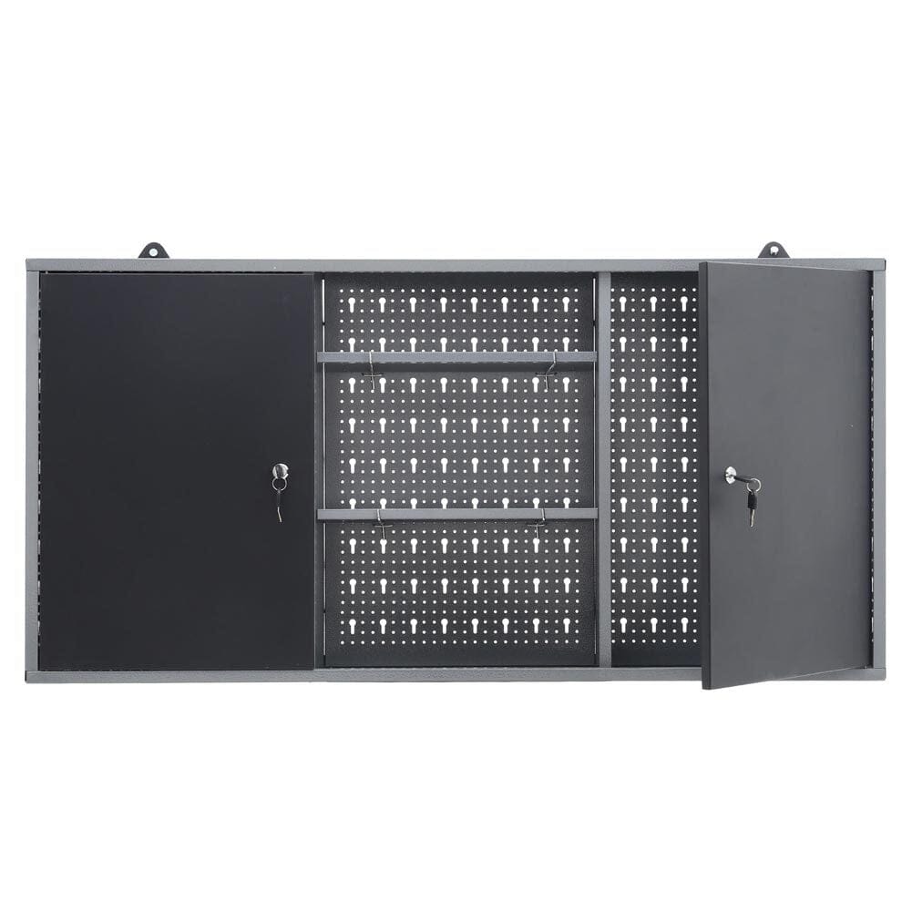 Wall Mounted Lockable Pegboard Tool Cabinet with A Lockable Door