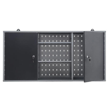 Wall Mounted Lockable Pegboard Tool Cabinet with A Lockable Door