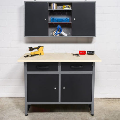 Wall Mounted Lockable Pegboard Tool Cabinet with A Lockable Door