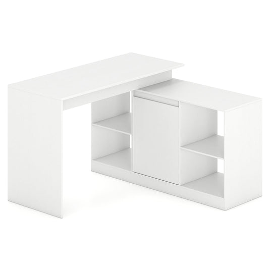 120CM Reversible Corner Writing Desk with 2-Way Cabinet-White