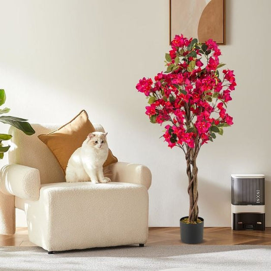 120 CM Tall Artificial Bougainvillea Tree with Blooming Flowers- Rose