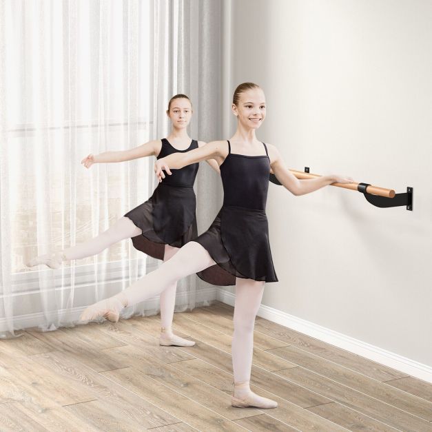 4 Feet Wall-Mounted Ballet Barre for Yoga-Black
