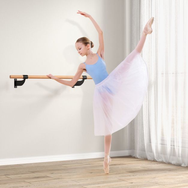 4 Feet Wall-Mounted Ballet Barre for Yoga-Black