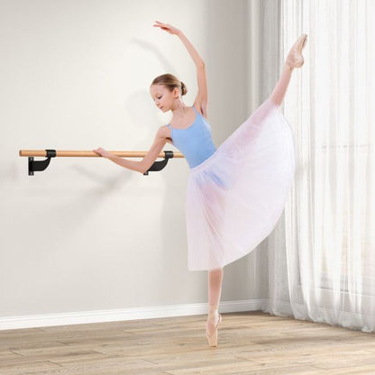4 Feet Wall-Mounted Ballet Barre for Yoga-Black