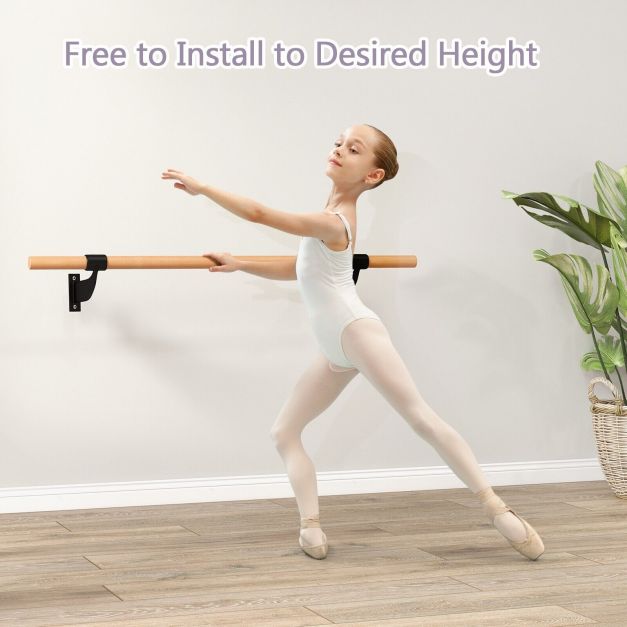 4 Feet Wall-Mounted Ballet Barre for Yoga-Black