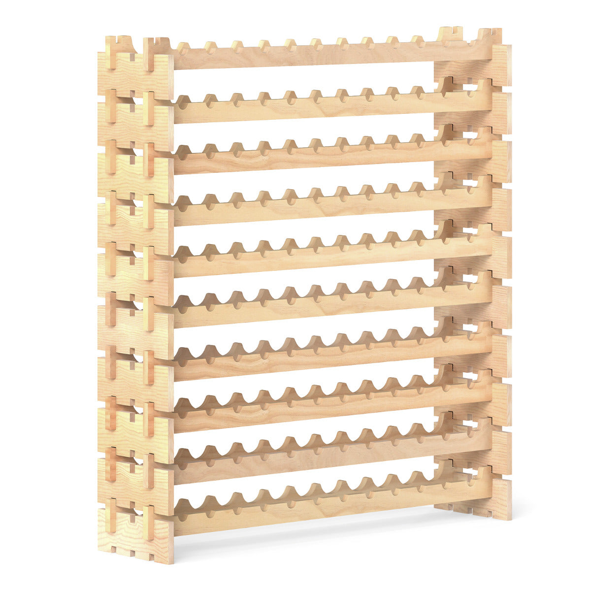 120 Bottles Wine Rack 10-Tier Stackable Wine Storage Stand-Natural