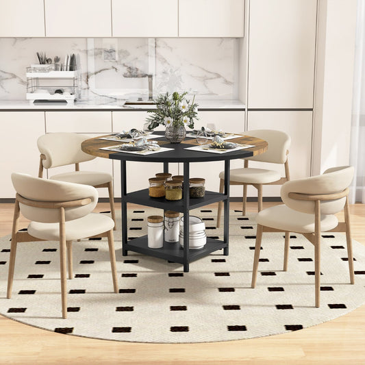 120 cm Dining Table with 2-tone Color-blocked Design-Black