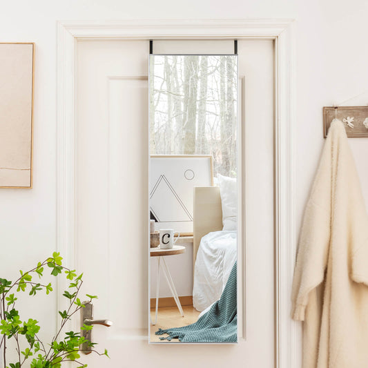 120 x 37 cm Full Length Wall Hanging Mirror with Adjustable Hook-Silver