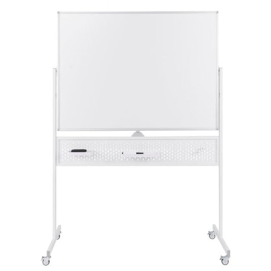 120 x 90 CM Dwustronna tablica suchościeralna mobilna ze stojakiem - biała