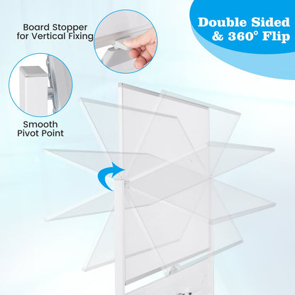 120 x 90 CM Double-Sided Dry Erase Mobile Board with Stand-White