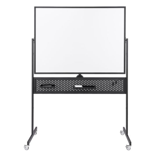 120 x 90 CM Dwustronna tablica suchościeralna mobilna ze stojakiem - czarna
