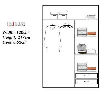 Texas White High Gloss Sliding Door Wardrobe - 3 Sizes