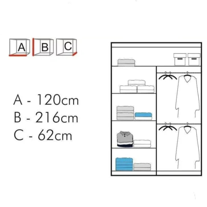 Chicago II Sliding Door Wardrobe - White, Black, Oak, Walnut, Wenge, Grey