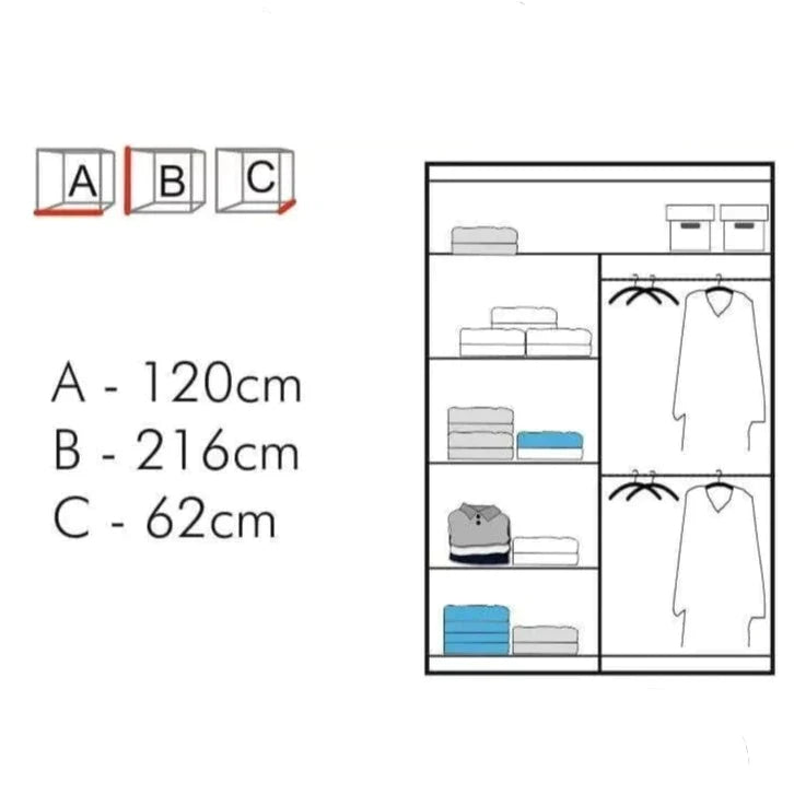 Chicago II Sliding Door Wardrobe - Oak and 6 Colours 5 Sizes