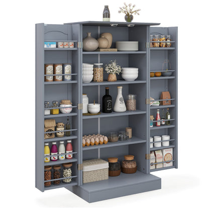 120cm Kitchen Pantry Cabinet with Doors and Adjustable Shelves-Grey