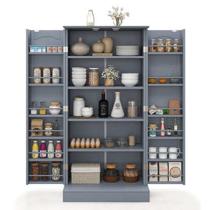 120cm Kitchen Pantry Cabinet with Doors and Adjustable Shelves-Grey
