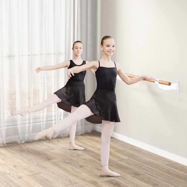 120CM Wall-Mounted Beech Wood Ballet Barre-White