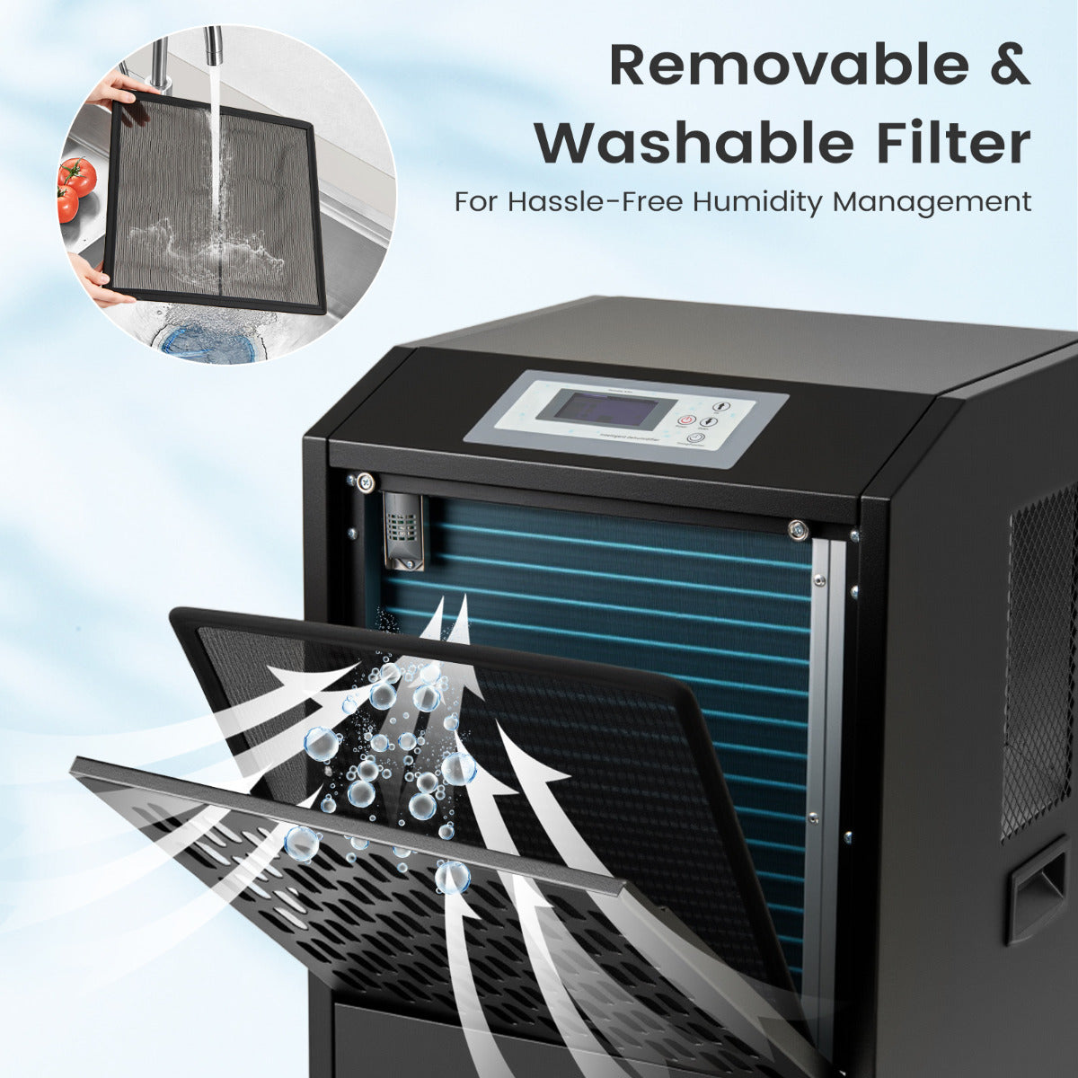 120L Commercial Industrial Dehumidifier for Spaces up to 500㎡-Black