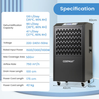 120L Commercial Industrial Dehumidifier for Spaces up to 500㎡
