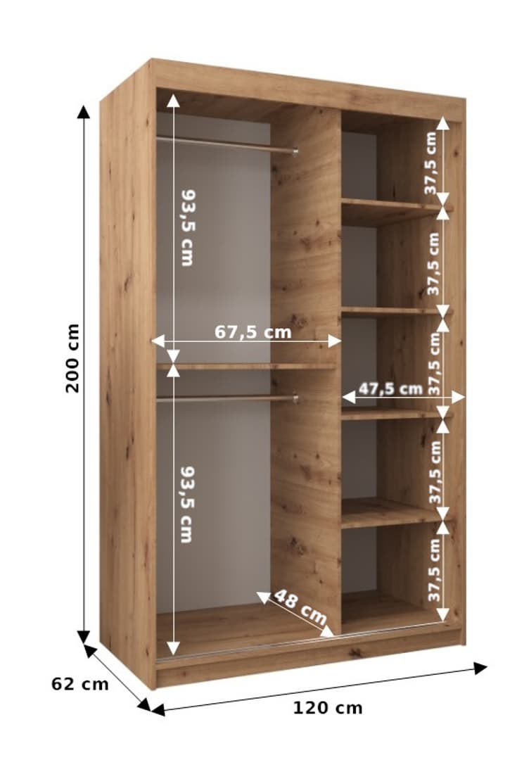 Rhomb Sliding Door Wardrobe 120cm