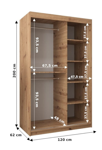 Uppsala V2 Sliding Door Wardrobe 120cm