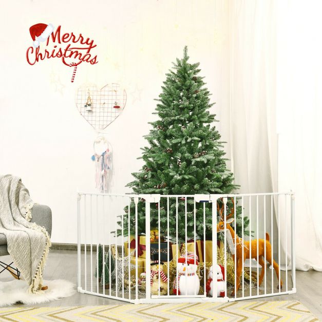 5 Panel Baby Safety Playpen Fireplace Barrier Gate Room Divider-White