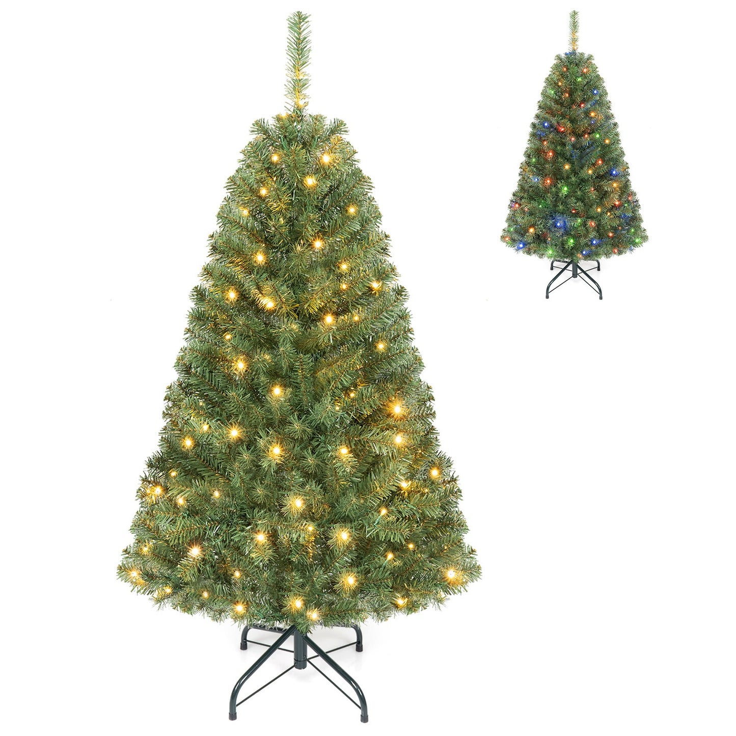 122 cm Artificial Christmas Tree with Branch Tips and LED Lights for Indoor