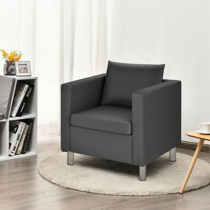 Single PU Leather Accent Tub Chair with Pillow