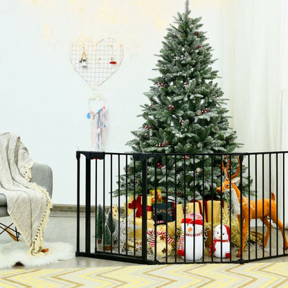 5 Panel Baby Safety Playpen Fireplace Barrier Gate Room Divider-Black
