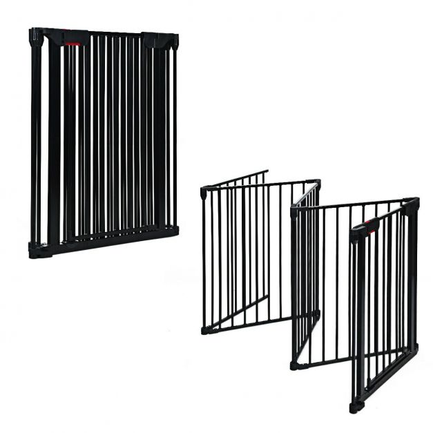 5 Panel Baby Safety Playpen Fireplace Barrier Gate Room Divider-Black