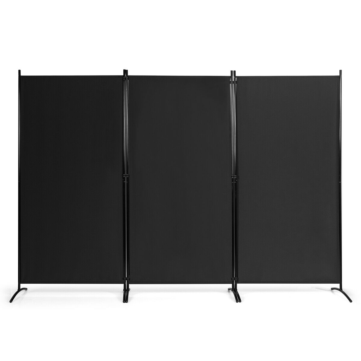 3 Panel Folding Room Divider-Black