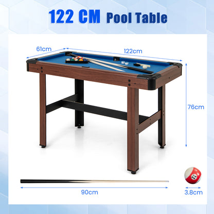 122 cm Wooden Pool Table for Kids and Adults-Blue